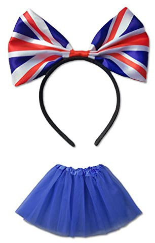 Lot de 1 bandeau à nœud anglais avec 1 jupe de ballet en tulle, diadème anglais, robe de fée princesse moelleuse, spectacle de danse, costume de fête en maille pour Halloween, fête d'anniversaire.
