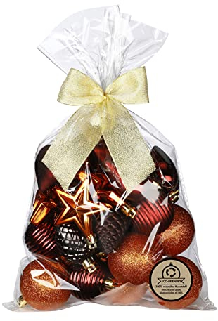 Inge-glas Weihnachtskugeln und Formen Kunststoff 5-7cm 30er Set mit Glitzer Christbaumkugeln braun Flame Mix