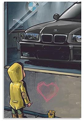 KYLN Auto-Poster, BMW E36 M3, dekoratives Gemälde, Leinwand, Wandposter und Kunstdruck, moderne Familienschlafzimmer-Dekoration, Poster, 40 x 60 cm