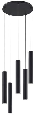 Lindby Pendelleuchte Sanad (Modern) in Schwarz aus Metall (5 flammig, GU10) - Deckenlampe Esstischlampe Hängelampe Hängeleuchte Wohnzimmerleuchte