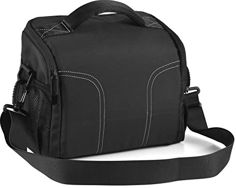 Andoer DSLR Camera Case Bag, Heavy Duty Travel Camera Shoulder Bag, Waterproof Reflex Camera Bag for DSLR/SLR/Mirrorless Camera Case with Removable Dividers, Black/White