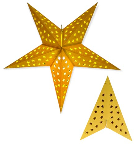 YEPSIO Papierstern-Laterne, Lampenschirm, Papier, Stern, groß, 60 cm, Stern, hängende Dekorationen für Weihnachten, Hochzeit, Heimdekoration, Geburtstagsparty (gelb)