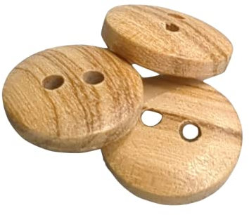 BOTIBOTON - 50 Olivenholzknöpfe - 2 Löcher - WENDBAR (10, 12, 15, 18, 20 und 25 mm) - Hergestellt und versandt aus SPANIEN (10 mm)