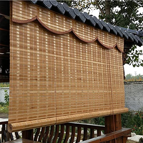 IMPREC Natural Reed Blinds, Bamboo Roll Up Window Blind Sun Shade Light Filtering Roller Shades For Patio Thick Privacy Curtain (Size : 250X130CM)