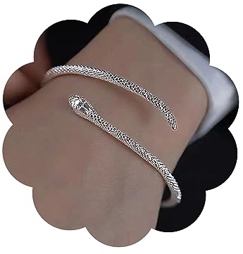 Wendalern Silbernes Schlangenarmband Offenes Schlangenarmband Verstellbares Schlangenarmband Bypass-Armband Lustiges Biegsames Schlangenarmband Schmuck Für Frauen Mädchen