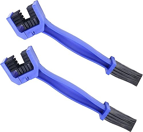 UQMIQURA Brosse de Nettoyage pour Chaîne de Moto, 2 Pièces Nettoyeur de Chaîne, Vélos Brosse Chaine, Brosse à Chaîne pour Vélos et Motos, Brosse de Nettoyage, Outil de Nettoyage (Bleu)
