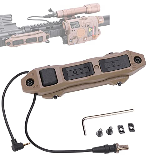 Fineonly Dual Remote Flashlight Pressure Switch Tactical Tape Switch with Tactical Light Plug and 2.5mm Plug Double Switch Control Light for Flashlight M300 M600 PEQ15 Airsoft and DBAL Series
