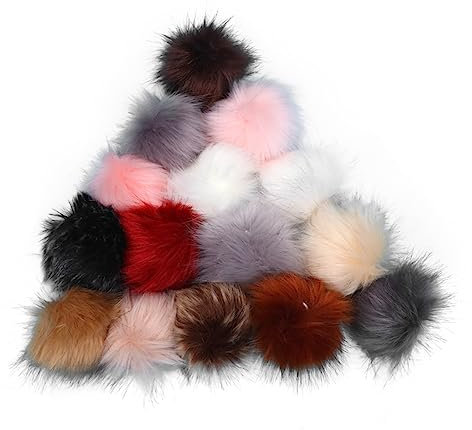 EXCEART 30stücke Kunstfell Bommel Mit Gummiband Für Schlüsselanhänger Plüsch Rucksack Dekoration Bastel-Pompons Fellbommel Anhänger