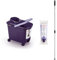 Mery | Ensemble Seau + vadrouille + bâton | Seau d'égouttement Automatique à roulettes Violet et Lilas, 14 L | Lavage en Microfibre Super Absorbant | Canne télescopique en Acier laminé