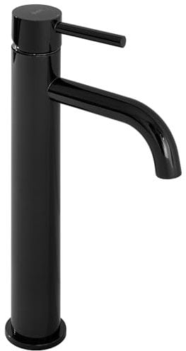 Rea Waschtischarmatur Lungo, Schwarz-Metallic, Badarmatur aus Messing, Einhebelmischer, heiß und kalt, verstellbarer Handwaschhahn (Metallic-Schwarz)