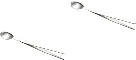 Mobestech 2pcs Stainless Steel Flavor Test Spoon Mini Spoons for Desserts Japanese Chopsticks Asian Soup Spoon Tongs Spoons Mini Tasting Spoon Taste Spoon Snack Set Tool Long Spoon