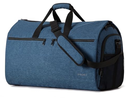 mixi Handgepäcktasche für Reisen, 56 l, wandelbar, Seesack für Männer und Frauen, 2-in-1, zum Aufhängen, Gepäck, Koffer, Anzug, Reisetasche mit Schuhbeutel, Saphirblau, 23-inch, Reisetasche mit