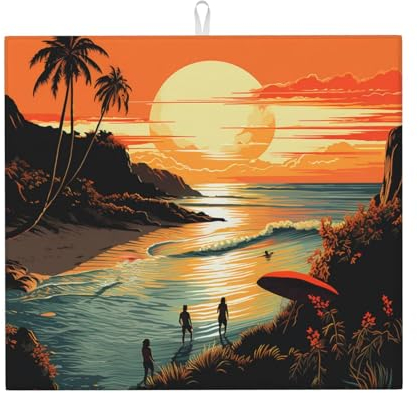 Original Poster für Endless Summer Print Abtropfmatte für Küchentheke Ultra saugfähige Mikrofaser Geschirr Abtropfmatten waschbare Trockenpads für Waschbecken 40,6 x 45,7 cm