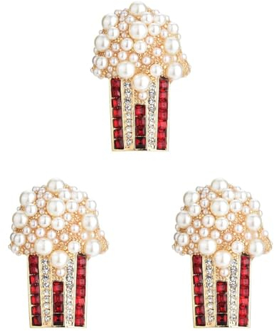 3 Stücke Entzückende Popcorn Form Brosche Pin Frauen Legierung Breastpin Kleid Dekorative Pin Multi Zubehör