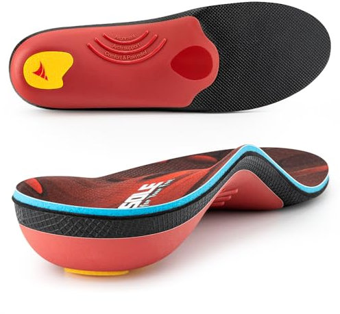 VALSOLE Solette ortopediche per uomo e donna, solette per scarpe con supporto per arco alto per fascite plantare, per sperone calcaneare, piedi piatti, dolori ai piedi, solette per scarpe da lavoro