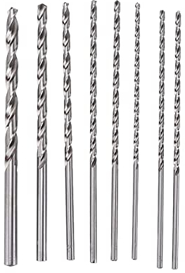 TANIQIACa 8-teiliges Spiralbohrer-Set HSS 4 Mm–10 Mm, Extra Lang, 200 Mm, Für Metall Und Holz, Drehwerkzeug-Set