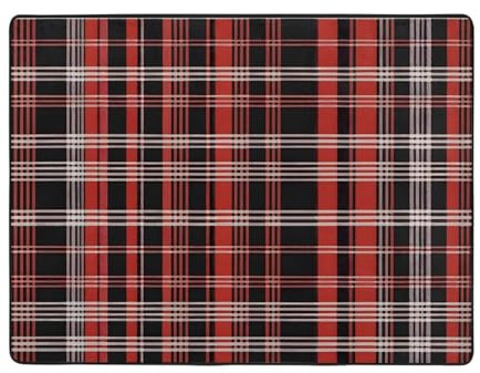 YYHHAOFA Teppich, kariert, Rot und Schwarz, hochwertige Teppiche, Wohnzimmer, Fußmatten, Läufer, Teppich, rutschfest, 160 x 121,9 cm