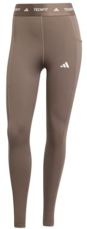 adidas Damen TECHFIT Stash Pocket Full Length Leggings, Earth Strata, XL