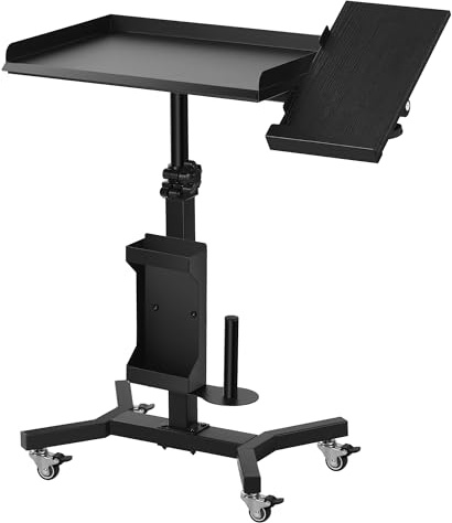 POARMEEY Tattoo Arbeitstisch höhenverstellbar mit Handy‑Tablet Halter | Rollwagen Hochbelastbarer Metallrahmen, stabile Konstruktion, Ideal für Tattoo‑Studio, SPA und Kosmetiksalon