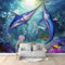 Papier Peint Mural 3D Animal Marin Poisson Bleu 400x280 cm Papier Peint Murale Panoramique Poster Tapisserie Photo intissé, pour Chambre Salon Personnalisé Murale Décoration