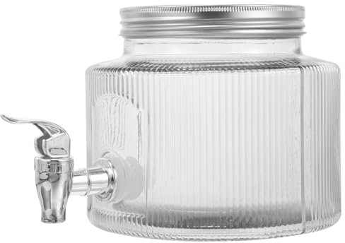 BESTOYARD Barril De Botella De Vidrio Con Grifo Tarro De Almacenamiento De Bebidas De Dispensador De Agua Para Fiestas y Cocina