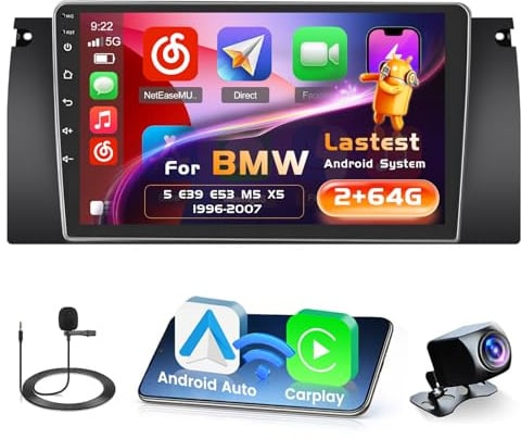 Inefala 2+64G 9'' Android 15 Radio per BMW 5 E39 E53 M5 X5 1996-2007