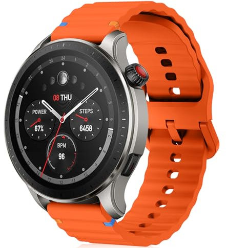 RosMank 22mm Bracelet pour Amazfit T-Rex 3 Pro 48mm/Balance 2/Balance/Bip 6/Bip 5/GTR 4/GTR 3/GTR 2/GTR 47mm, Bracelet de Rechange en Silicone souple pour Amazfit Cheetah/Stratos 3/2s, Orange