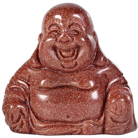 DECORN 1.5Inch Heilende Kristall Happy Buddha Statue Hand geschnitzt lachend Feng Shui Figuren für Glück Reichtum Glück Home Zen Dekor Geschenke,Red Goldstone