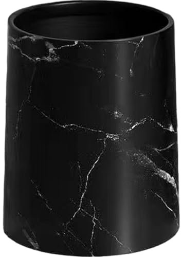 Poubelle de salle de bain en marbre Poubelle en marbre poubelle de salle de bain en marbre double couche 8L poubelle ronde en plastique multi-usage pour chambre à coucher pour cuisine maison noir