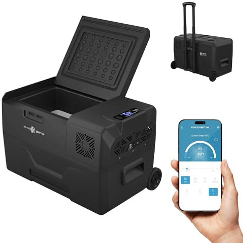 peme Expedition Kompressor Kühlbox 27 L - Tragbare Auto Kühl- und Gefrierbox, Tiefkühlfunktion -20°C, Dual Power 12V/24V & 230V, Bluetooth-App, Eco-Modus, für Auto, Camping