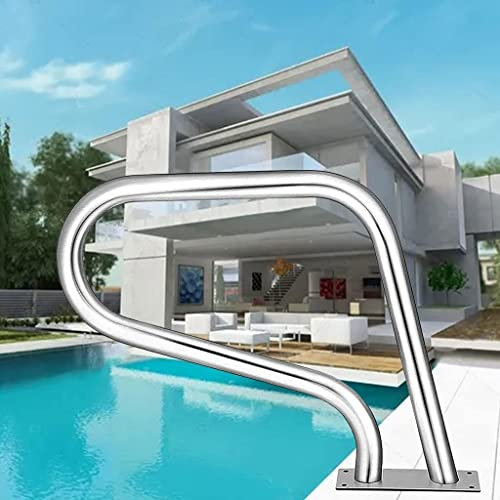Pool ladder handrail 30in Tall Pool Handrail, 304 Stainless Steel Pool Stair Railing Handrail With Quick-Mount Base Plate，Rustproof Handle Pool Grab Ladder ，250LBS Load Capacity(1pcs)