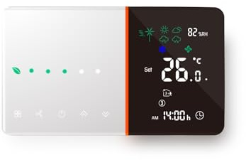 MelkiSmart Wi-Fi Termostato - Termostato con Pantalla Táctil Programable para Calefacción o Aire Acondicionado - Control Remoto Desde Teléfono Móvil Compatible con Alexa, Google Home e IFTTT