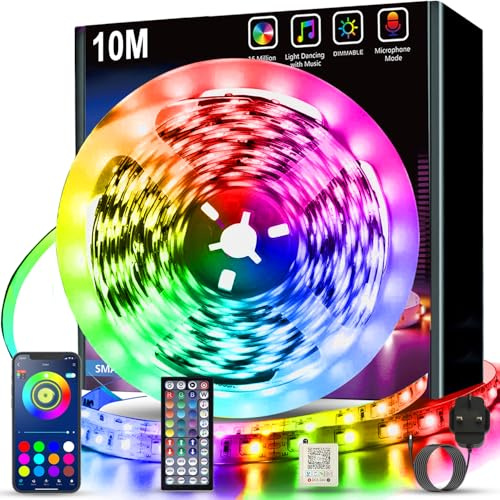 Keepsmile Led Strip Lights 10M with Music Sync,Bluetooth Smart App Control Color Changing Indoor Led Light Strips with Remote,Flexible Lights for Bedroom Birthday Home Party Christmas Decor