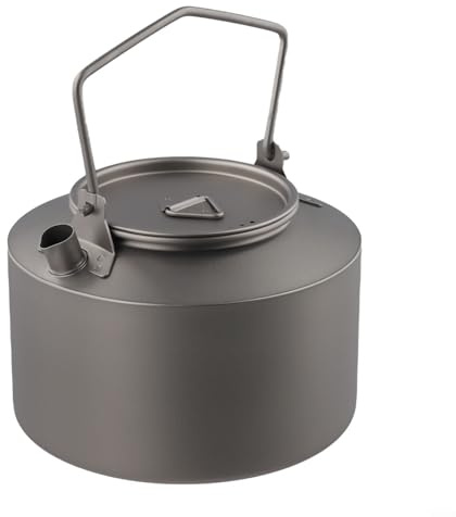 Wasserkocher aus reinem Titan, 980 ml, faltbarer Griff, ultraleichtes Design für Camping, Wandern, Rucksackreisen und Kaffee, Tee im Freien (Froststil)