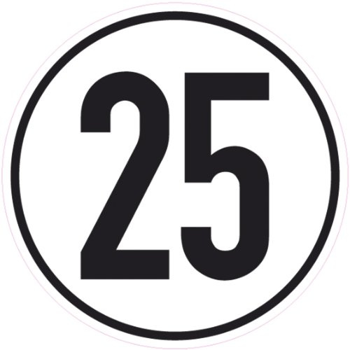 Geschwindigkeitsschild, Geschwindigkeitsaufkleber 25 Km/h Aufkleber 20cm