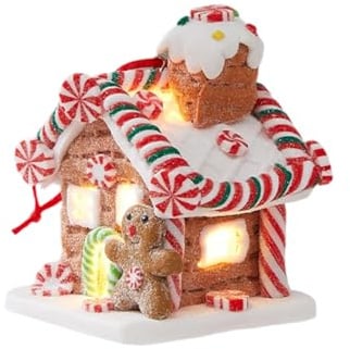 Jul pepparkakshus, julby pepparkakor husdekorationer, LED-godisfest lysande prydnader, prydnad för utflyktsbutiker, kaffebord