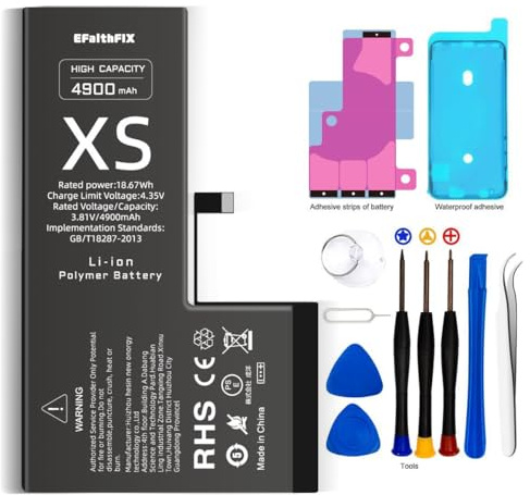 EFaith für iPhone XS Akku 4900mAh Hohe Kapazität Ersatzakku | 4900mAh hohe Kapazität | Längere Akkulaufzeit als Original | Inkl. Einbauwerkzeug