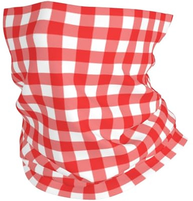 Retro-Rot-Karo-Tartan-Gingham Unisex Schlauchschal Atmungsaktiv Halsschlauch Winddicht Neckwarmer Für Outdoor Joggen Motorrad Sport