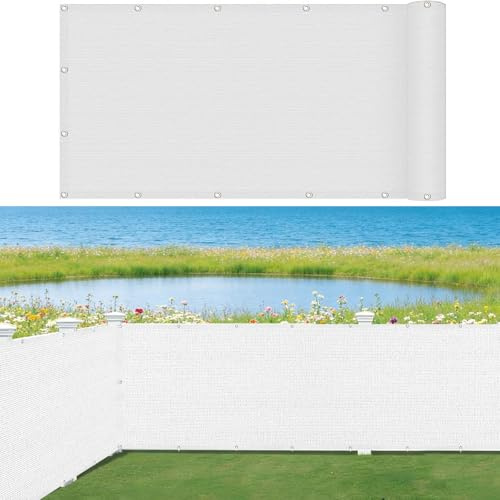 GUOJUN Brise Vue 95 x 230 cm Hdpe, Respirant, Vent, UV Résistant Écran de Balcon, Clôture Brise Vue avec Attaches de Câble Œillets pour Jardin, Balcon, Blanc