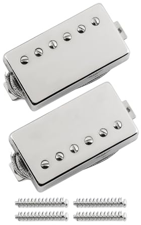 FLEOR Alnico 5 Alnico V E-Gitarre Humbucker Tonabnehmer Hals 50 mm Messing Basis 4 Wires LP Style Gitarre passt Neck+Bridge chrome
