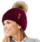 TOSKATOK® Womens Winter-Rib Strickmütze/Beanie mit abnehmbaren Chunky Faux Fur Bobble Pom Pom-Burg