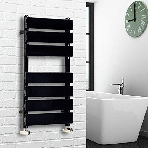 NRG Contemporary Flat Panel Bathroom Heated Towel Rail Radiator Rad Warmer - 650 x 400 Black