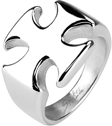 Paula & Fritz® EISERNE Kreuz 18mm breit Edelstahlring Damen-Ring Verlobungs-Ring Freundschaftsring Herrenring Partnerring Silber Ringgröße 61 (19,5)