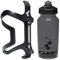 Cube HPA Anodised Side Loading Cage - Black & Flow Bottle - Black, 750ml / Alloy Lightweight Bicycle Cycling Cycle Bike MTB Mountain Road Water Drink Flask Bidon Bracket Mount Holder HPP Accessories