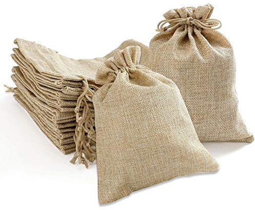 FOGAWA 20Pcs Sacchetti Juta Bomboniere Sacchetti Iuta Confetti 15x20 con Coulisse per Bustina Festa Matrimoni Compleanno Natale Dolci Regali Noccioline Confezione