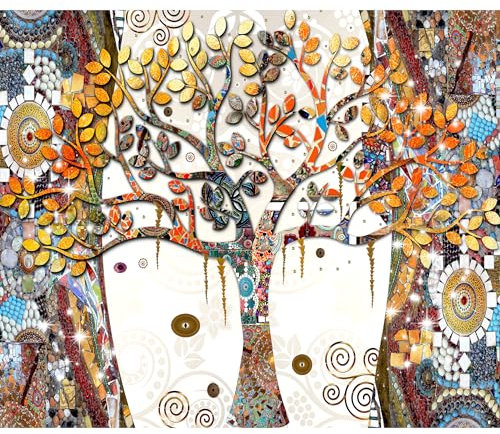 decomonkey Fototapete selbstklebend Abstrakt Baum 98x70 cm XL Selbstklebende Tapeten Wand Fototapeten Tapete Wandtapete klebend Klebefolie Gustav Klimt