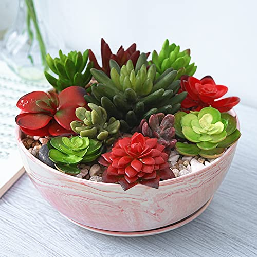 G EPGardening Grand Pot de Fleurs 25,5 cm en céramique Motif marbre pour Plantes Grasses, Pot de Fleurs d'intérieur et d'extérieur, Rose