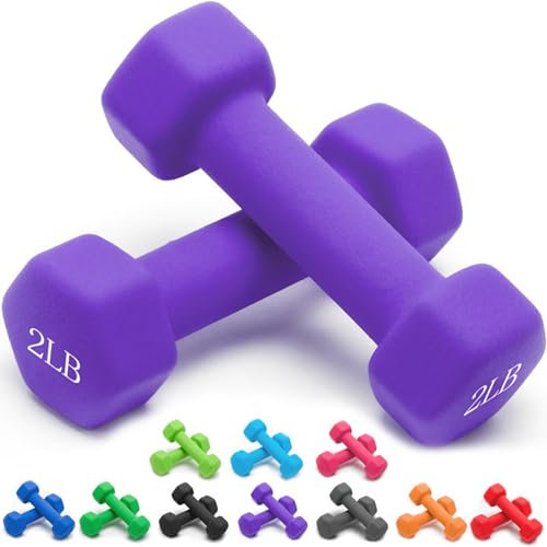 Portzon Gewichte, Hanteln, 10 Farboptionen, kompatibel mit 2 Neopren-Hanteln, 0,5–6,8 kg, rutschfest, rollsicher, Sechskantform