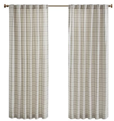 Madison Park Polyester Jacquard Rod Pocket and Back Tabs Plaid Panel MP40-6764