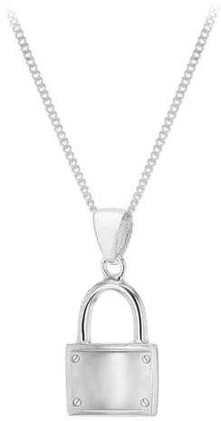 Tuscany Silver Women's Sterling Silver 10.5mm x 22mm Screw Padlock Pendant On Sterling Silver 25 Panza Curb Chain 46cm/18 Necklace